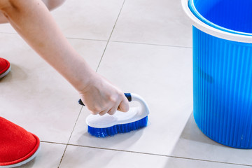 Woman hand cleaning the house