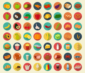 Food and drinks icons set. Flat design icons. Vector