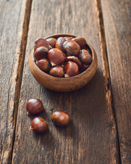 Chestnuts in wooden bowl