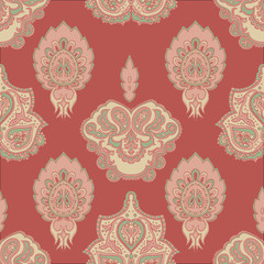 Paisley. Seamless pattern. Oriental traditional pattern.A template for a print fabric, wrapping paper, textiles.Limited Palette 