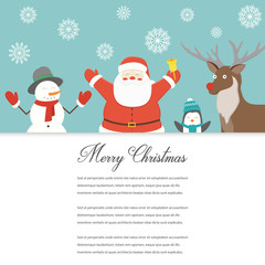 Funny Merry Christmas card. Christmas characters. Vector