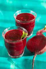 fresh healthy beetroot juice and vegetable