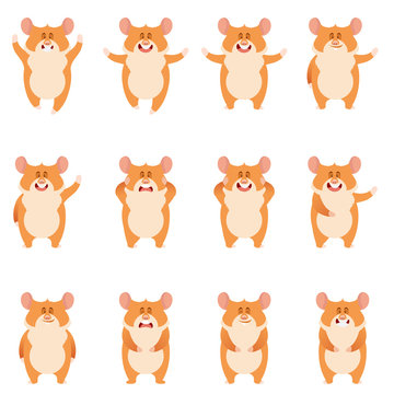 Set of flat hamster icons