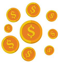 Coins falling vector illustration, falling money.