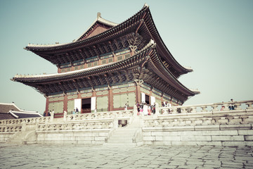 Naklejka premium Geunjeongjeon, the Throne Hall, at the Gyeongbokgung Palace,
