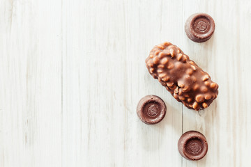 Chocolate  on wooden background