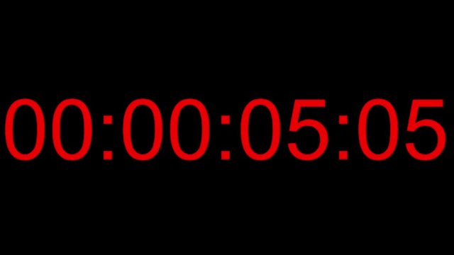 Footage of a 10sec.digital red countdown, shot in 4K at 25fps, the shot is at the center and isolated on a black background