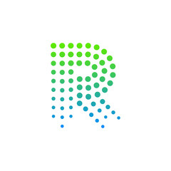 Letter R logo.Dots logo,dotted shape logotype vector design