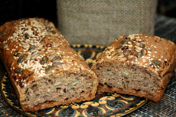 Bread with seeds, healthy food
