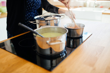 Woman making lunch in kitchen