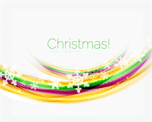Fototapeta premium Snowflakes on wave line, Christmas and New Year background