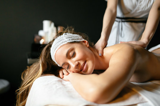 Beautiful woman enjoying massage