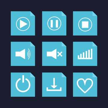 Flat Style Website Buttons Set.