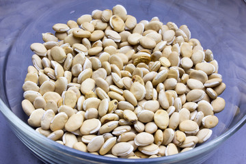 soybean Glass bowl on a black background.