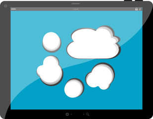 speech bubble on black tablet pc social, network concept