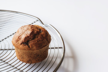 Muffin, fresh home made banana muffin on cake rack
