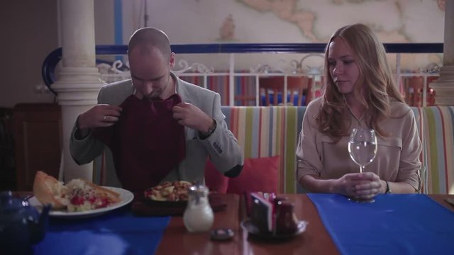 Yound woman on a diet in a restaurant