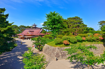 Fototapeta na wymiar View of the Goryokaku Park in summer in Hakodate, Hokkaido, Japan.