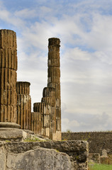 View on ancient roman forum columns and ruins, Pompeii, Italy