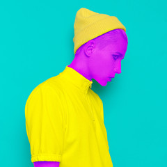 Girl in a yellow clothes hipster style Fashion Art