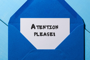 Attention Please note at blue envelope