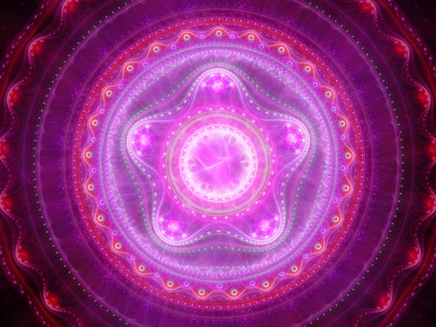 Pink glowing mandala fractal