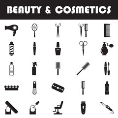Obraz premium beauty and cosmetics icons set