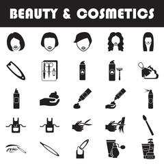 beauty and cosmetics icons set