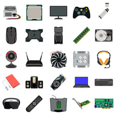 computer parts flat icons set - 126275488