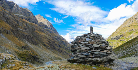 Mountain landscape with clouds in the Pyrenees, France,