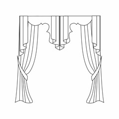 curtains Interior design sketch.Window curtains