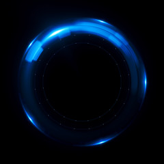 Abstract ring background. luminous swirling bunner. Glowing spiral. LED
Shine round frame with light circles light effect. Glowing cover. Space for your message.