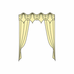 curtains Interior design sketch.Window curtains