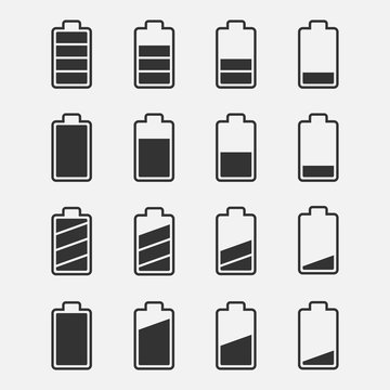 Icons battery charge level vector set
