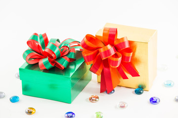 Green and golden gift box
