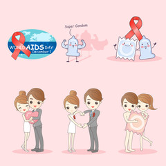 cartoon woman preventing AIDS