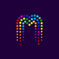 Letter M logo.Dots logo colorful,dotted shape logotype vector design