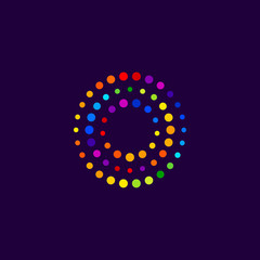 Letter O logo.Dots logo colorful,dotted shape logotype vector design