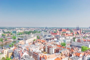 Fototapeta na wymiar University and cityscape of Wroclaw from above, Poland