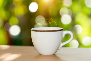morning coffee with white glass.