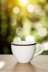 morning coffee with white glass.