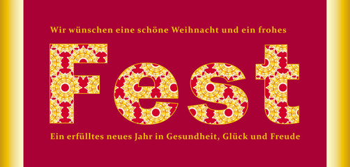 Frohes Fest: Weihnachts- und Neujahrswünsche in Rot und Gold