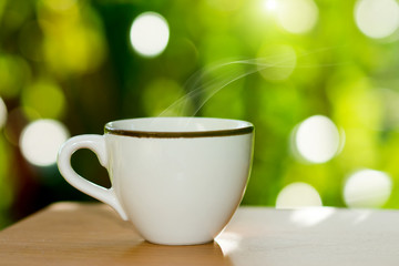 morning coffee with white glass.
