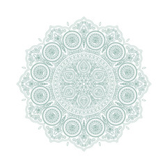 Delicate green lace mandala pattern in boho style