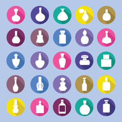 bottle icon collection silhouette. Cosmetics Perfume Bottles
