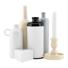 ceramic vases isolated on white background