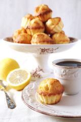 Lemon muffins and cup of coffee