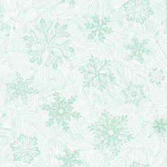 Winter seamless pattern with hand drawn snowflakes. Vector illustration.