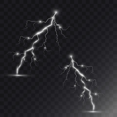Vector lightnings. Set. Light Effects
