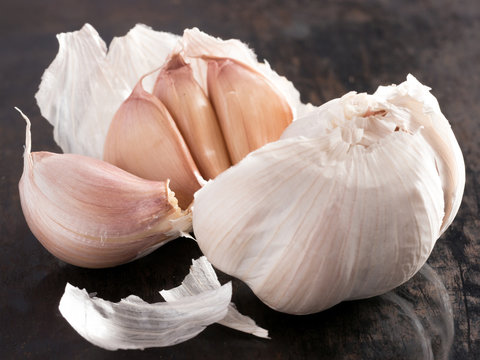 Garlic On Black Background